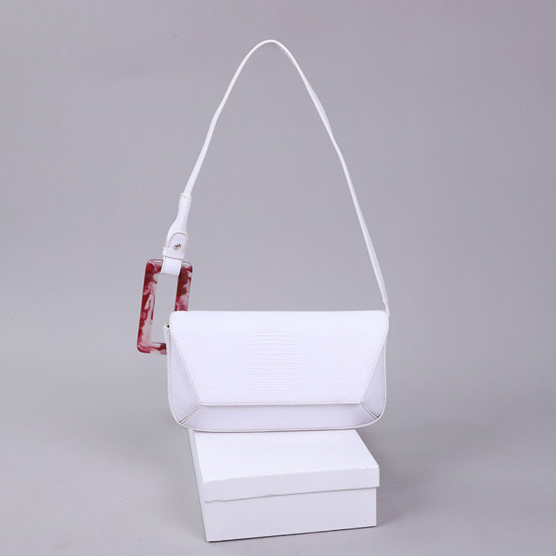 Women's French Niche Shoulder Bag in Lizard Pattern White | Confetti Living