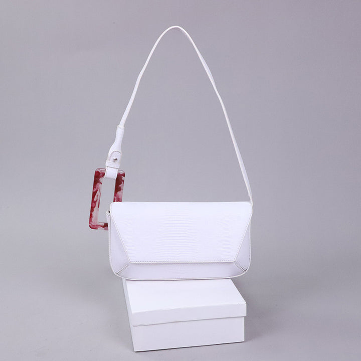 Women's French Niche Shoulder Bag in Lizard Pattern White | Confetti Living