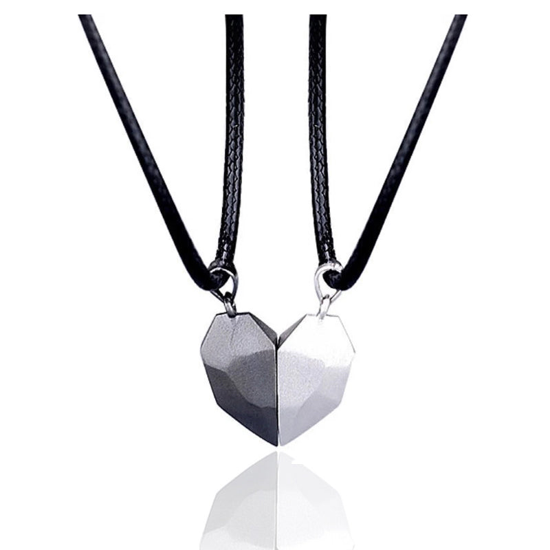 Creative Magnet Broken Heart Necklace for Men And Women showing Two Tone Style | Confetti Living