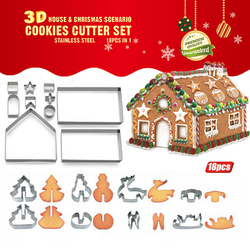 Gingerbread House 3D Stainless Steel Cookie Cutter Set | Confetti Living