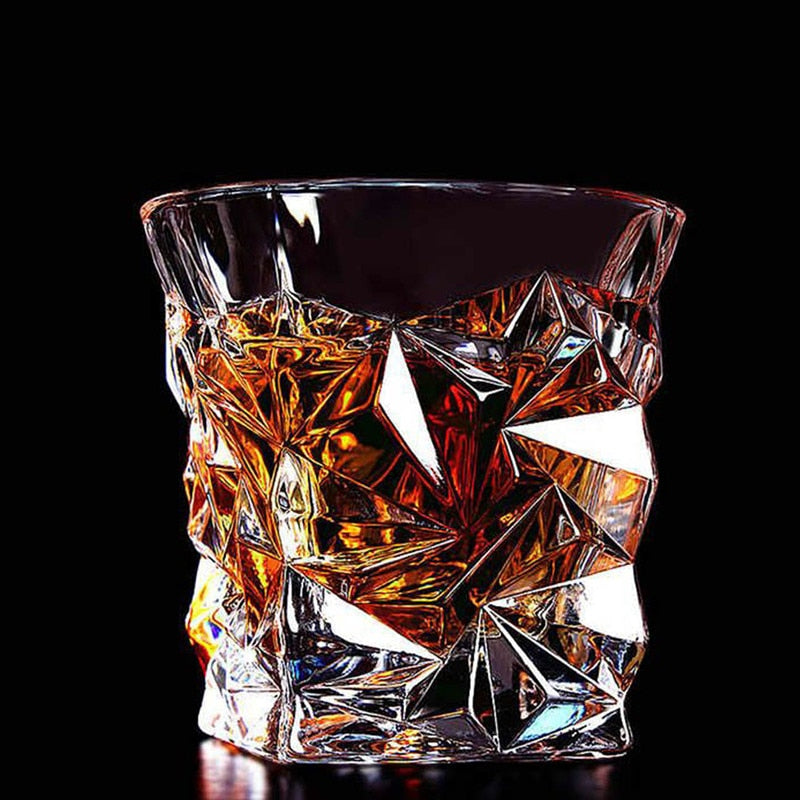Home Bar Crystal Whiskey Glasses showing Crystal Rock Design | Confetti Living