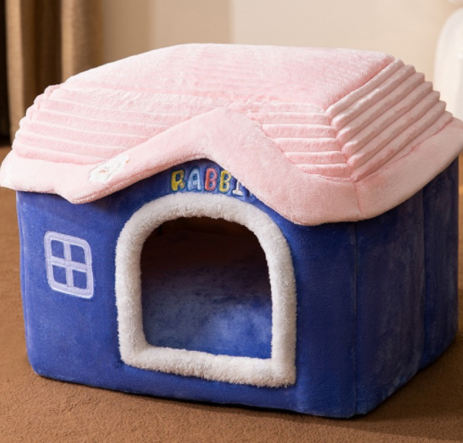 Foldable Decorative Pet House Bed showing Blue Rabbit design | Confetti Living