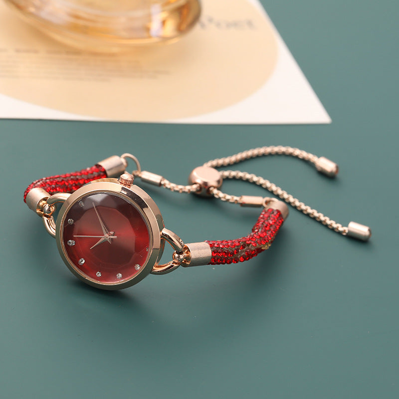 Women's Quartz Fashion Watch with Niche Bracelet Band in Red | Confetti Living