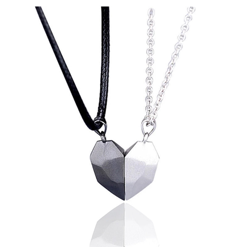 Creative Magnet Broken Heart Necklace for Men And Women showing Two Tone Style | Confetti Living