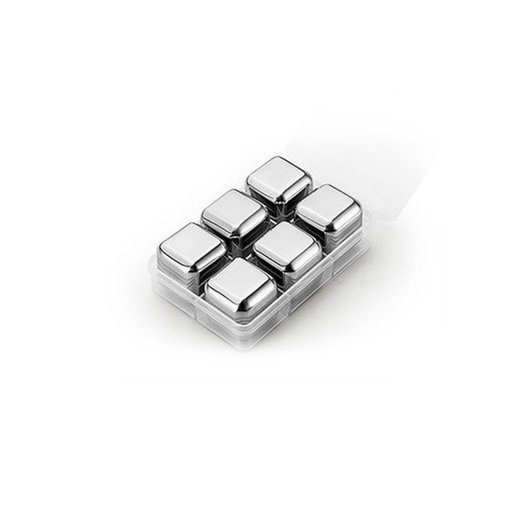 Home Bar Stainless Steel Whisky Chilling Stones showing square 6 pack | Confetti Living