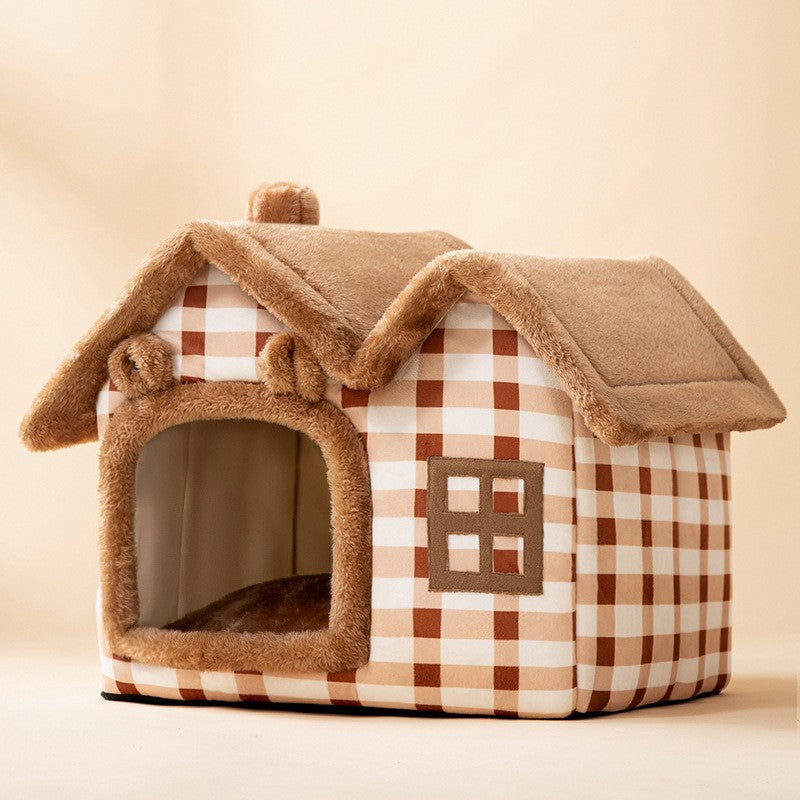 Foldable Decorative Pet House Bed showing Double Top Lattice design | Confetti Living