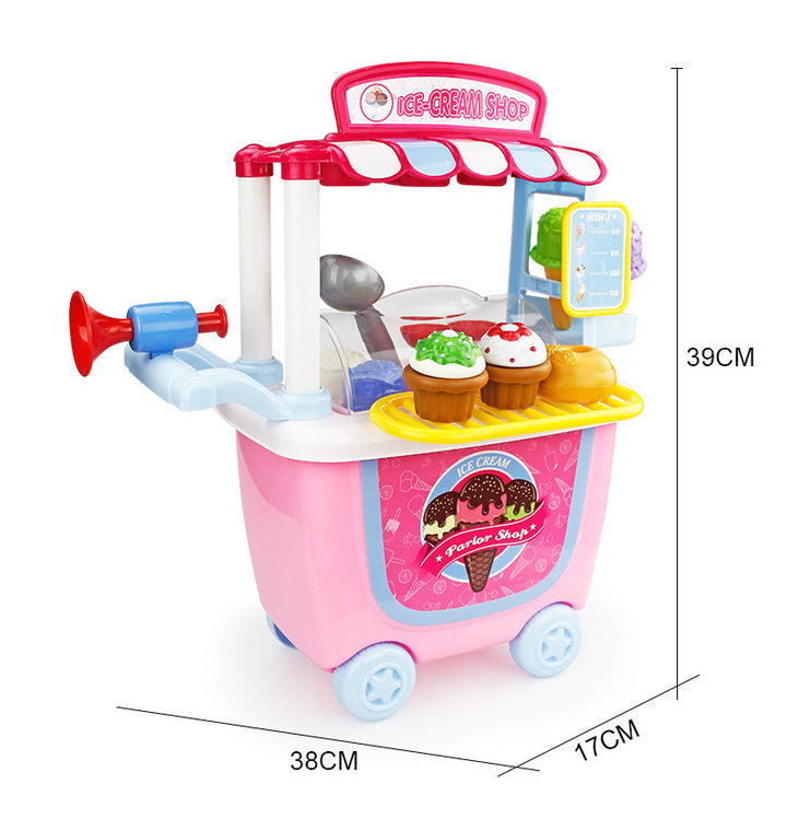 Children's Toy Food And Ice Cream Cart showing dimensions | Confetti Living