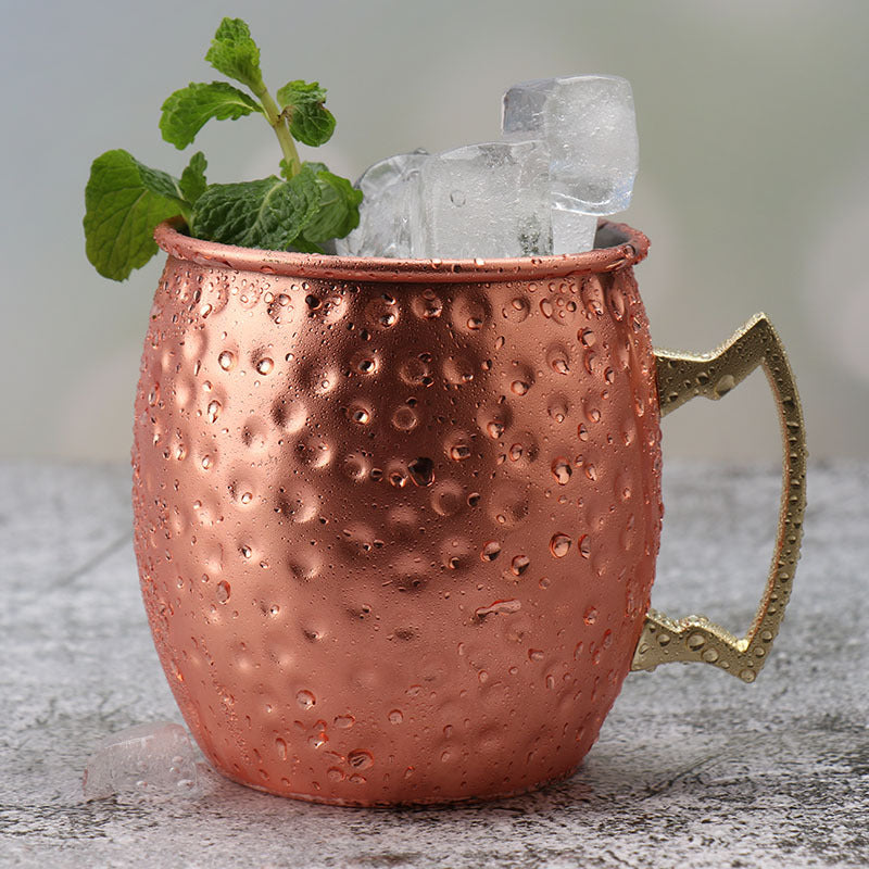 Home Bar Hammered Copper Moscow Mule Mug shown in use | Confetti Living