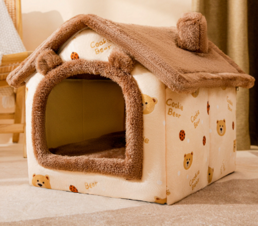 Foldable Decorative Pet House Bed showing Brown Bear design | Confetti Living