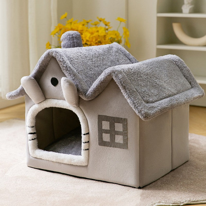 Foldable Decorative Pet House Bed showing Double Top Grey design | Confetti Living