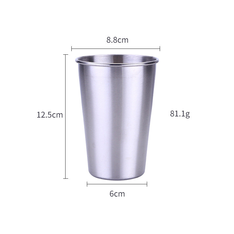 Home Bar Metallic Steel Travel Mug shown in silver with dimensions | Confetti Living