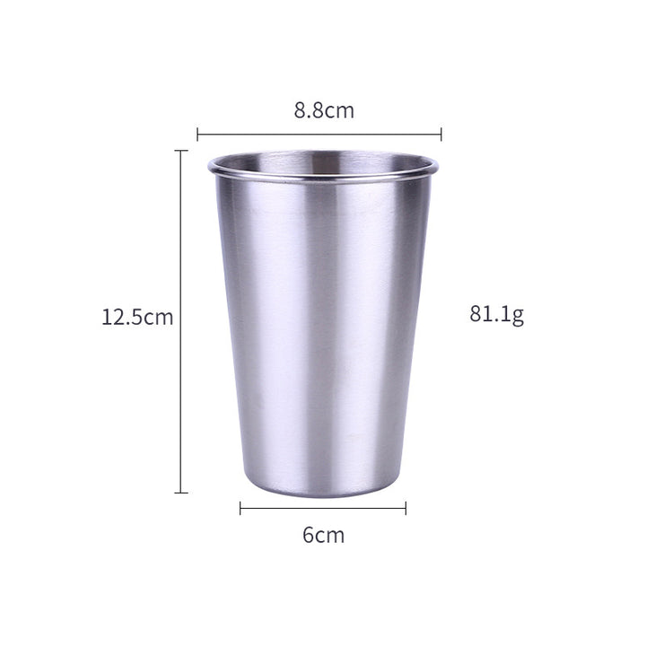Home Bar Metallic Steel Travel Mug shown in silver with dimensions | Confetti Living