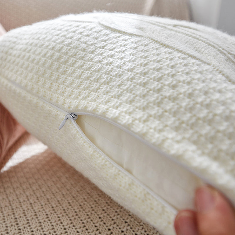 Cushion Cover Nordic Wool Knit Design showing zipper detail | Confetti Living