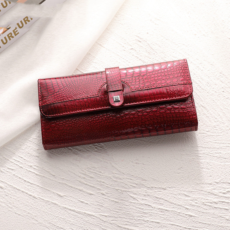 Women's Bright Leather Wallet in Burgundy | Confetti Living