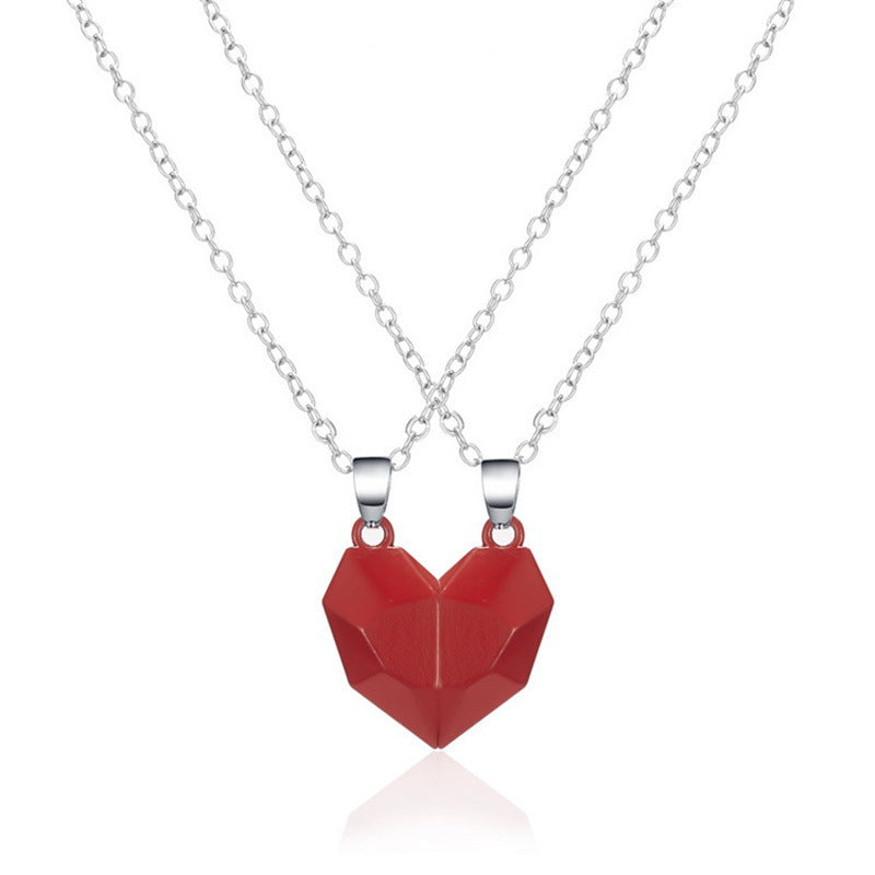 Creative Magnet Broken Heart Necklace for Men And Women showing Red Chain Style | Confetti Living