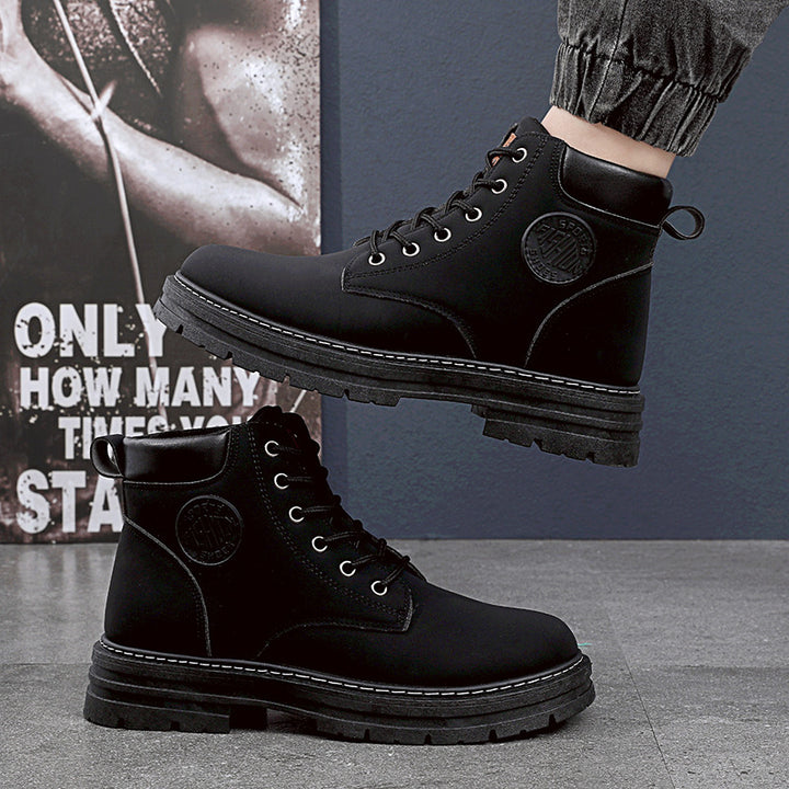 Mens Chunky Mid Heel Fashion Ankle Boots