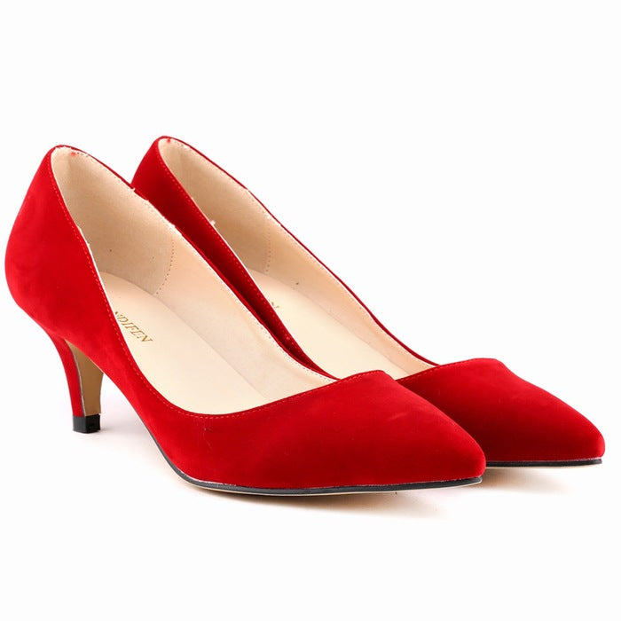 Women's Fashion Suede Stiletto Heel Shoes in Red | Confetti Living
