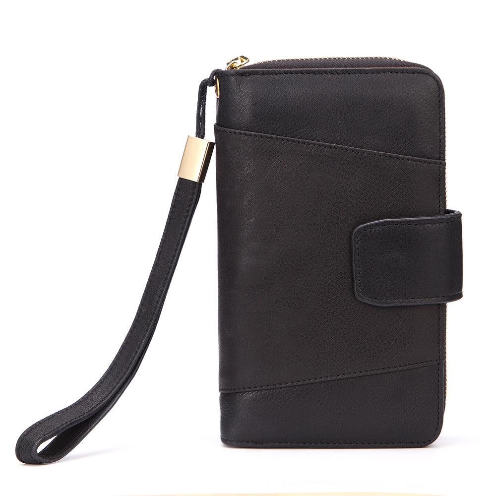 Women's Fashion Long Multi-functional Leather Wallet in Black | Confetti Living