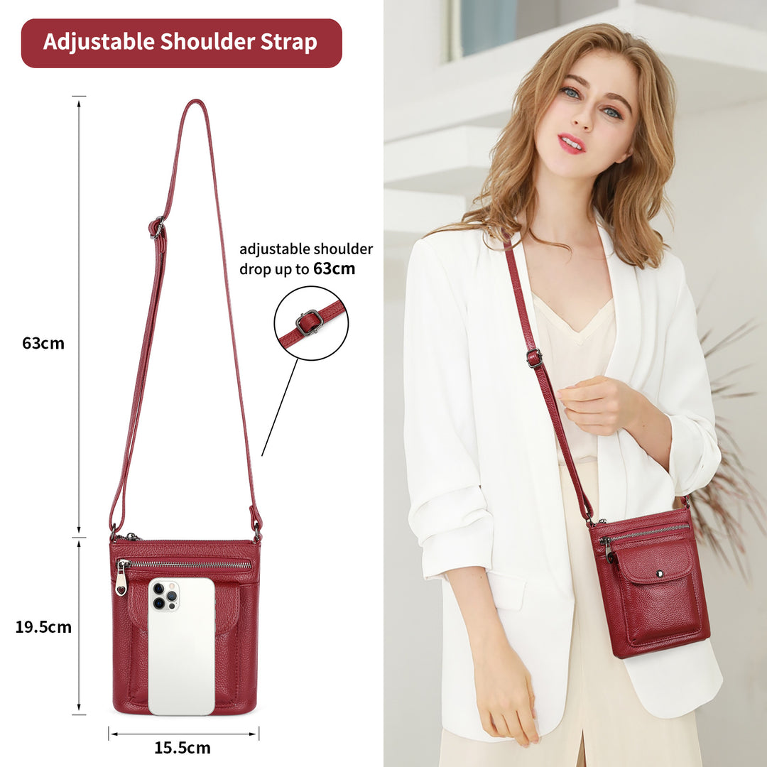 Women's Casual Leather Shoulder Bag showing dimension details | Confetti Living