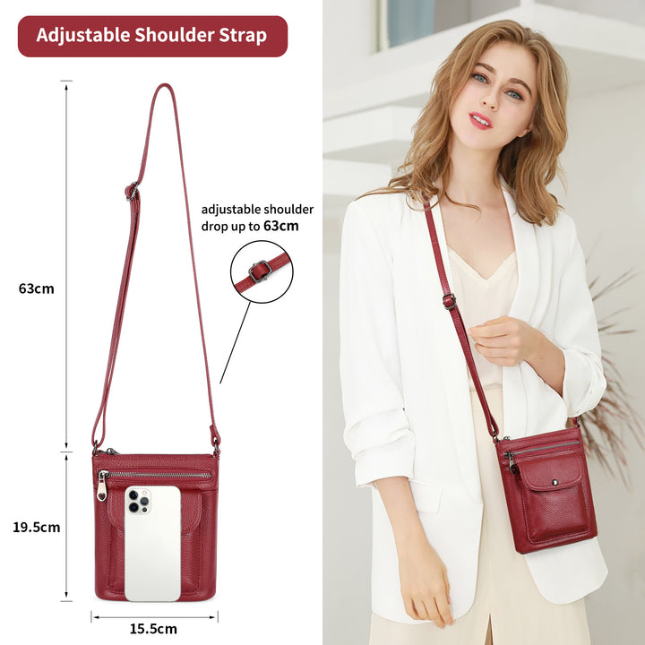 Women's Casual Leather Shoulder Bag showing dimension details | Confetti Living