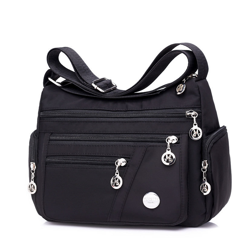 Women's Multi-Layer Oxford Shoulder Bag in Black | Confetti Living