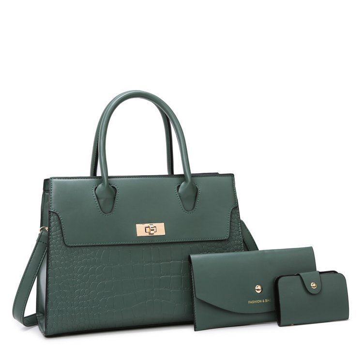 Women's Stone Pattern Large Capacity Handbag showing Green Set | Confetti Living