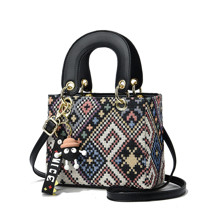 Women's Leather Fashion Plaid Crossbody Bag in Black | Confetti Living