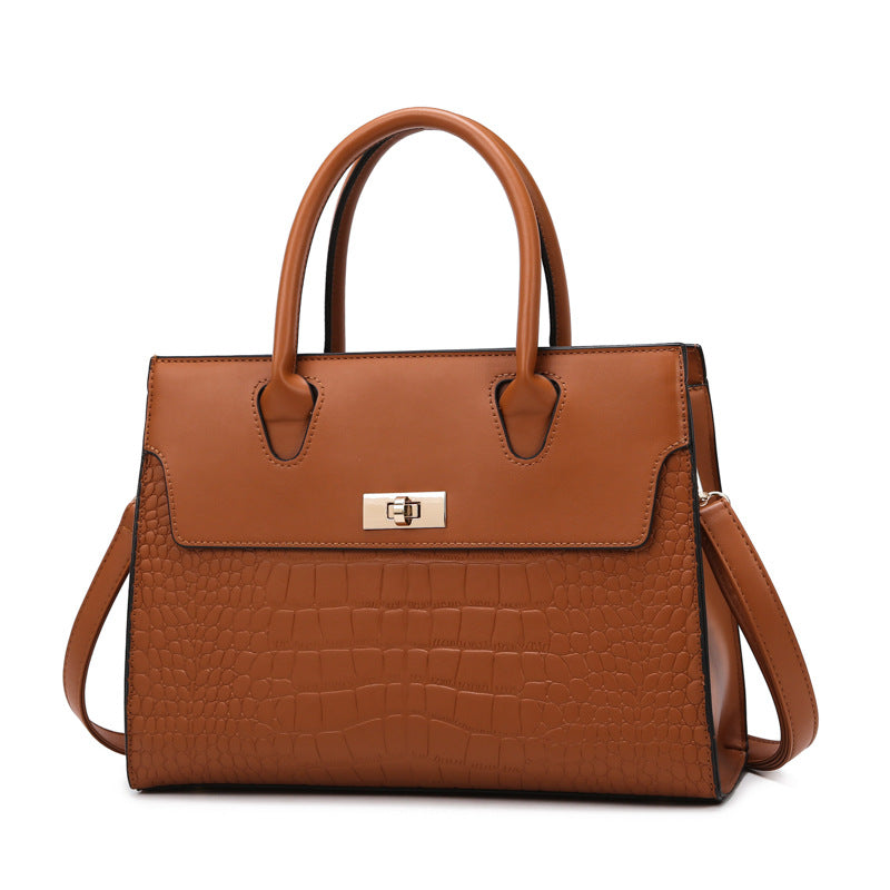 Women's Stone Pattern Large Capacity Handbag showing Brown Single Bag | Confetti Living