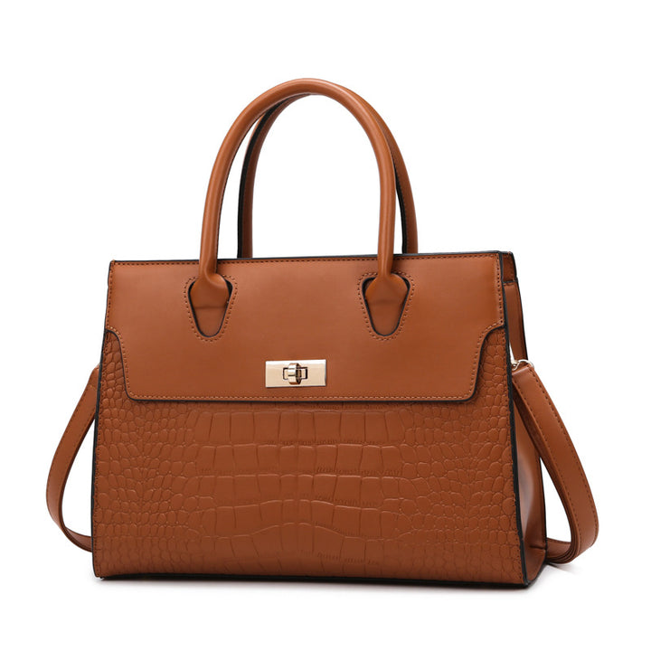 Women's Stone Pattern Large Capacity Handbag showing Brown Single Bag | Confetti Living