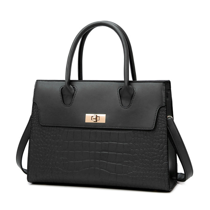 Women's Stone Pattern Large Capacity Handbag showing Black Single Bag | Confetti Living