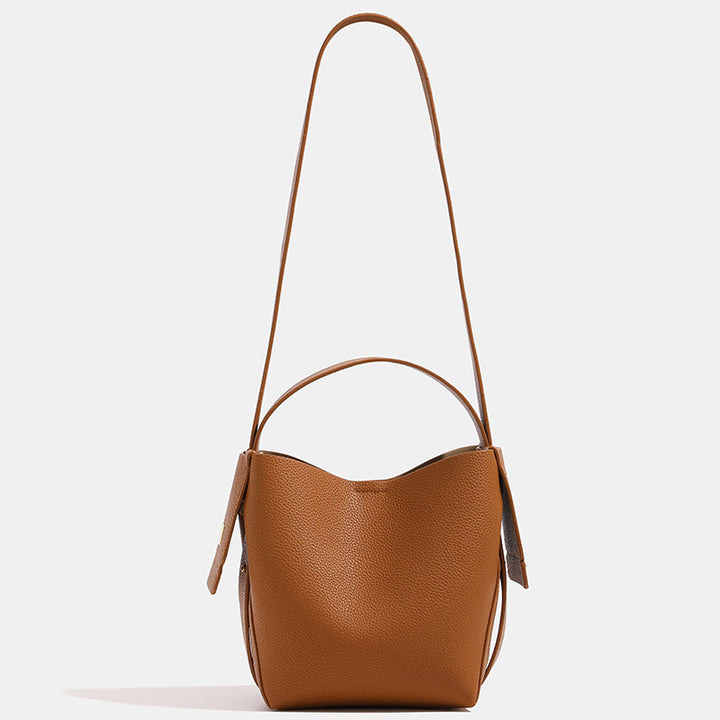 Women's Luxury Vintage Leather Commuter Handbag in Light Tan showing strap details | Confetti Living
