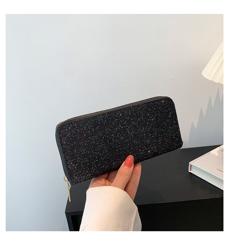 Women's Sequins Compact Clutch Bag in Black | Confetti Living