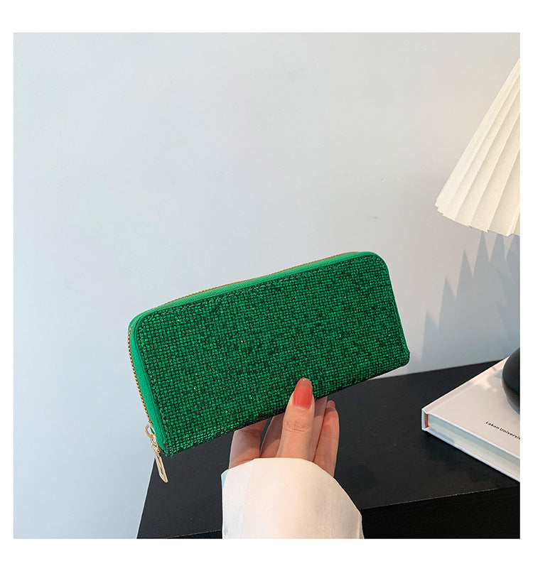 Women's Sequins Compact Clutch Bag in Green | Confetti Living