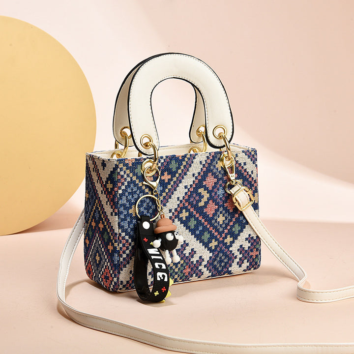 Women's Leather Fashion Plaid Crossbody Bag in Beige | Confetti Living