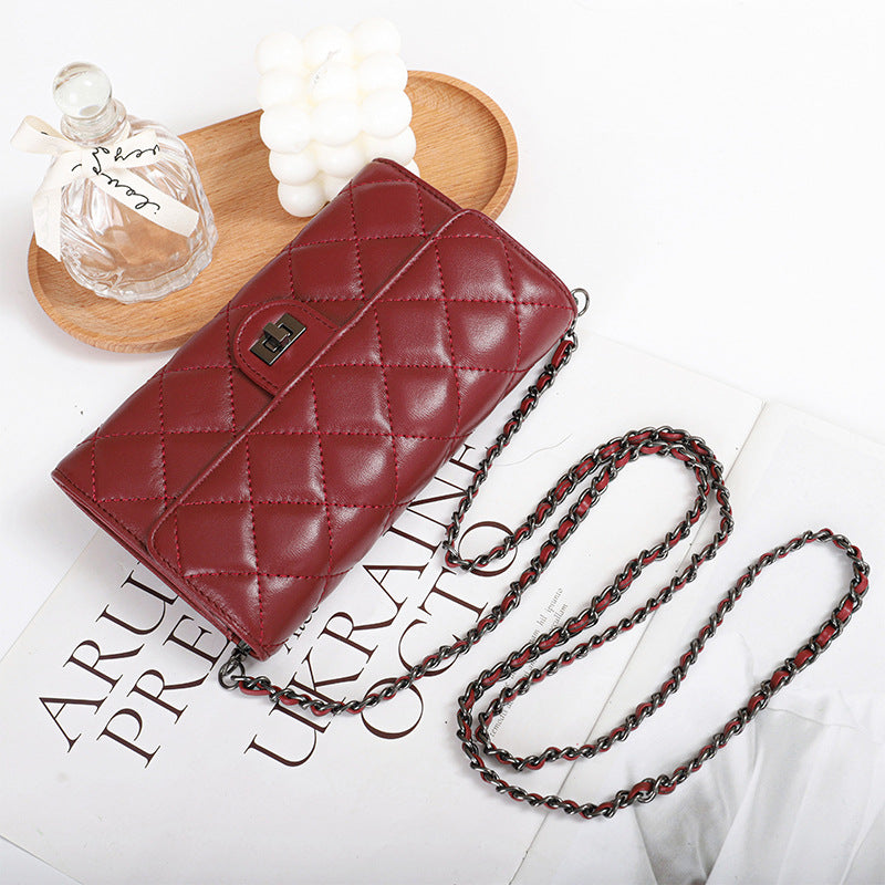Women's Leather Embroidered Diamond Shoulder Bag in Burgundy | Confetti Living