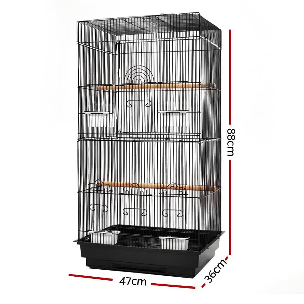 Pet Bird Cage Tall with Feeders showing dimensions | Confetti Living