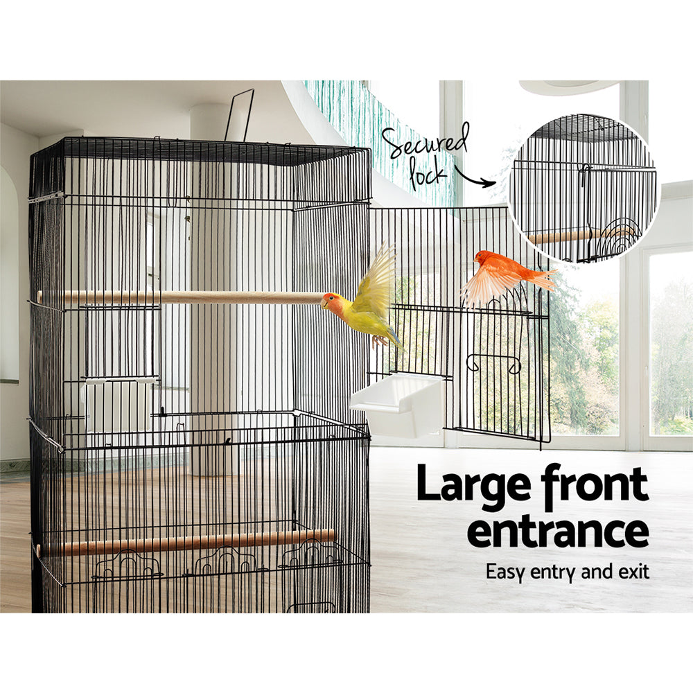 Pet Bird Cage Tall with Feeders showing access details | Confetti Living