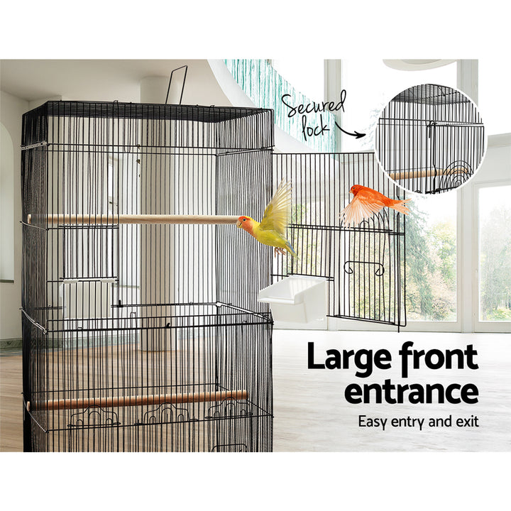 Pet Bird Cage Tall with Feeders showing access details | Confetti Living