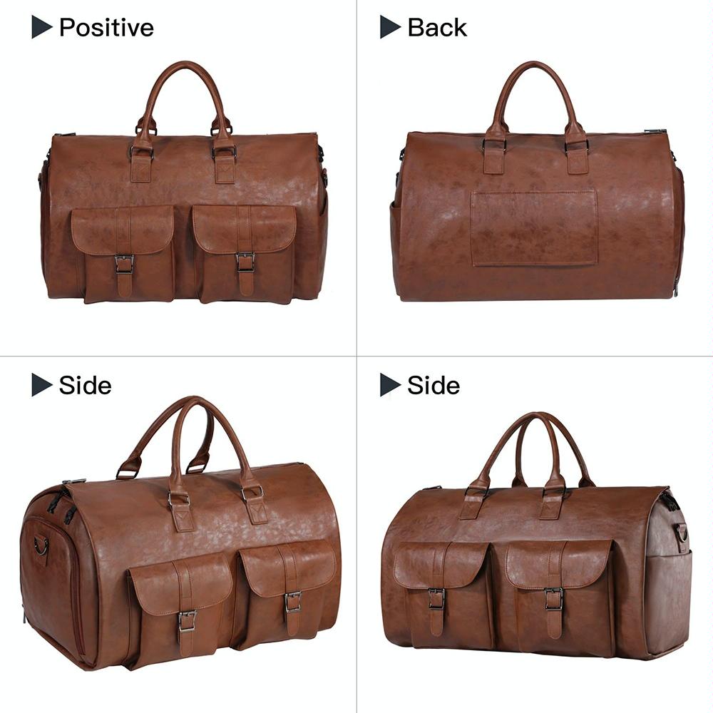 Compact Brown Duffel Bag with Shoe Storage