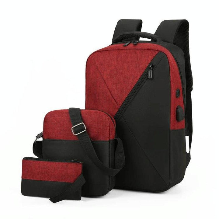 Versatile Compact USB Business Bag 3 piece Set- Red