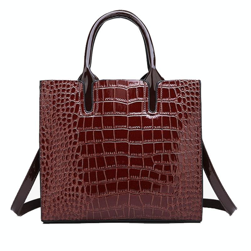 Women's Versatile Red Crocodile Pattern Shoulder Bag