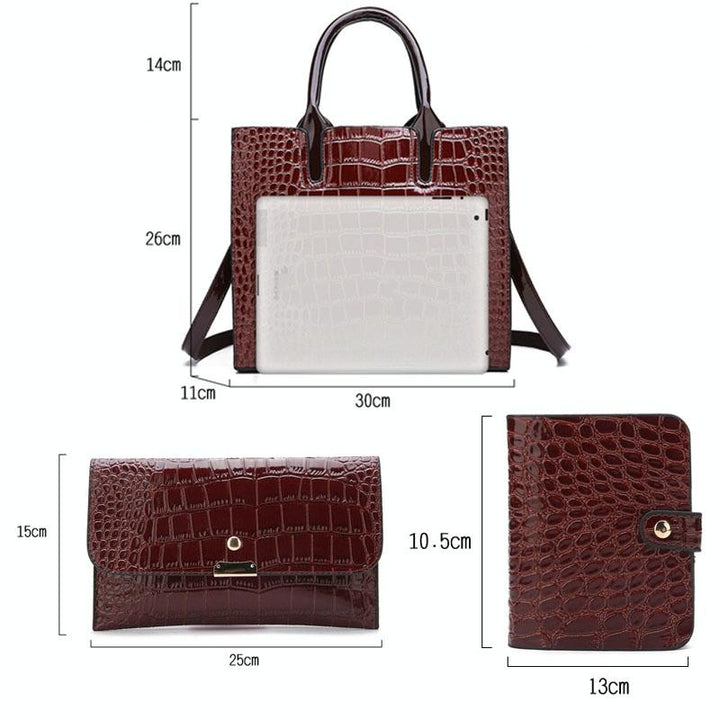 Women's Versatile Red Crocodile Pattern Shoulder Bag