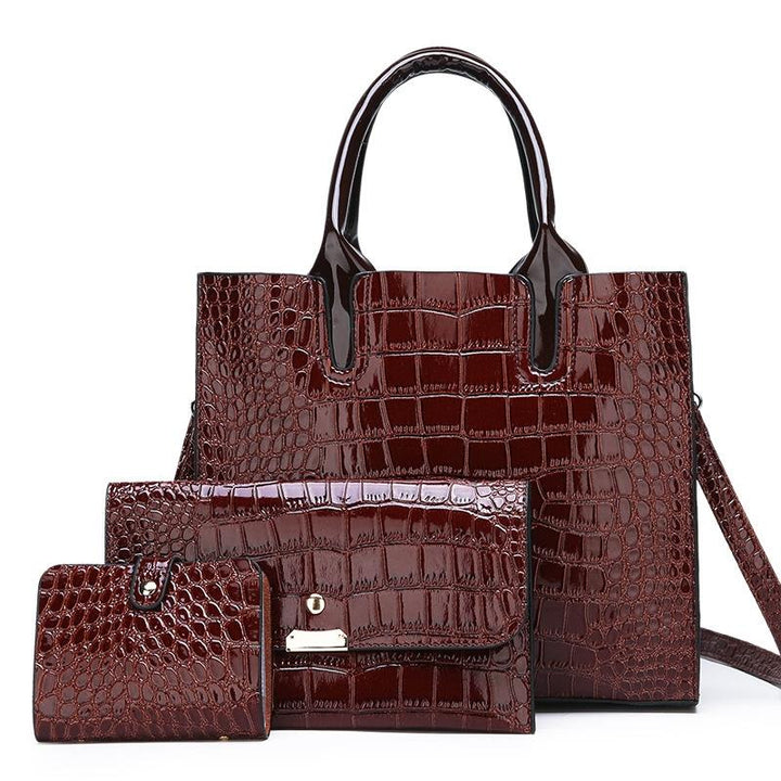 Women's Versatile Red Crocodile Pattern Shoulder Bag