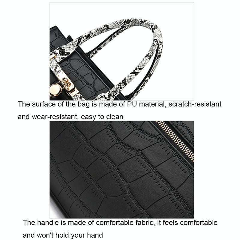 Women's Large Capacity Stone Pattern Handag with Purse - Khaki