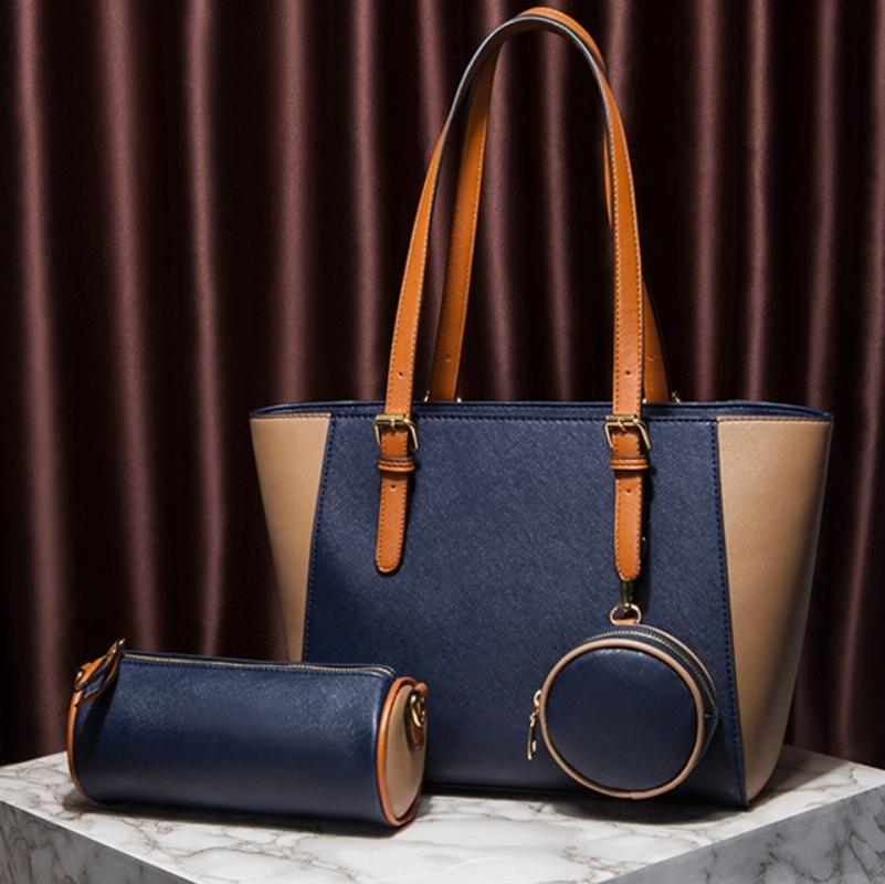Women's Large Capacity 3-in-1 Fashion Handbag - Navy Blue