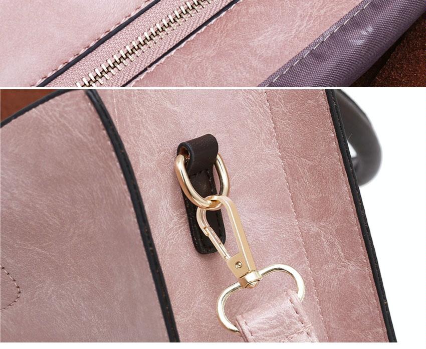 Women's Versatile Brown Leather Tote Bag - 3 piece set