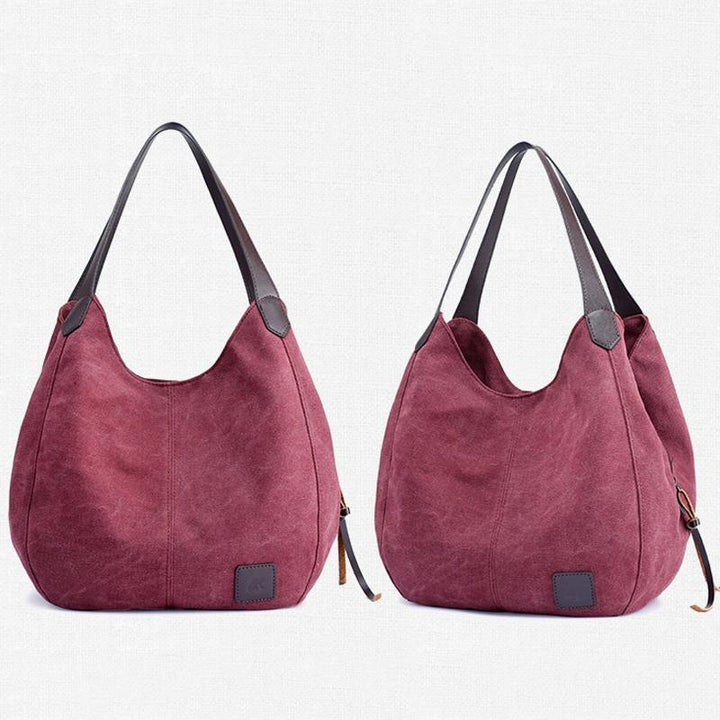 Women's Retro Art Shoulder Bag - Burgundy