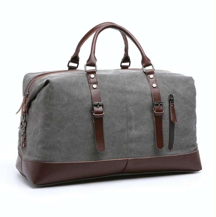 Men's Leather Duffel Bag - Black