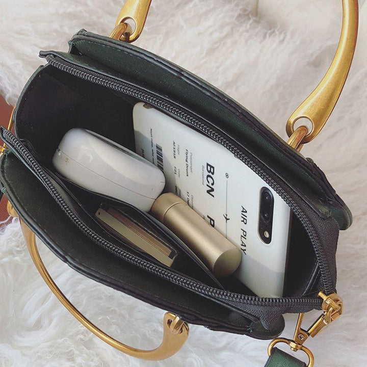 Women's Retro Black Leather Mini Shoulder Bag