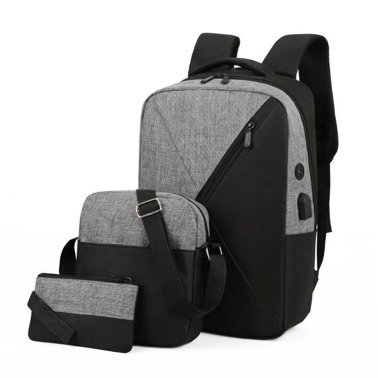 Versatile Compact USB Business Bag 3 piece Set - Grey